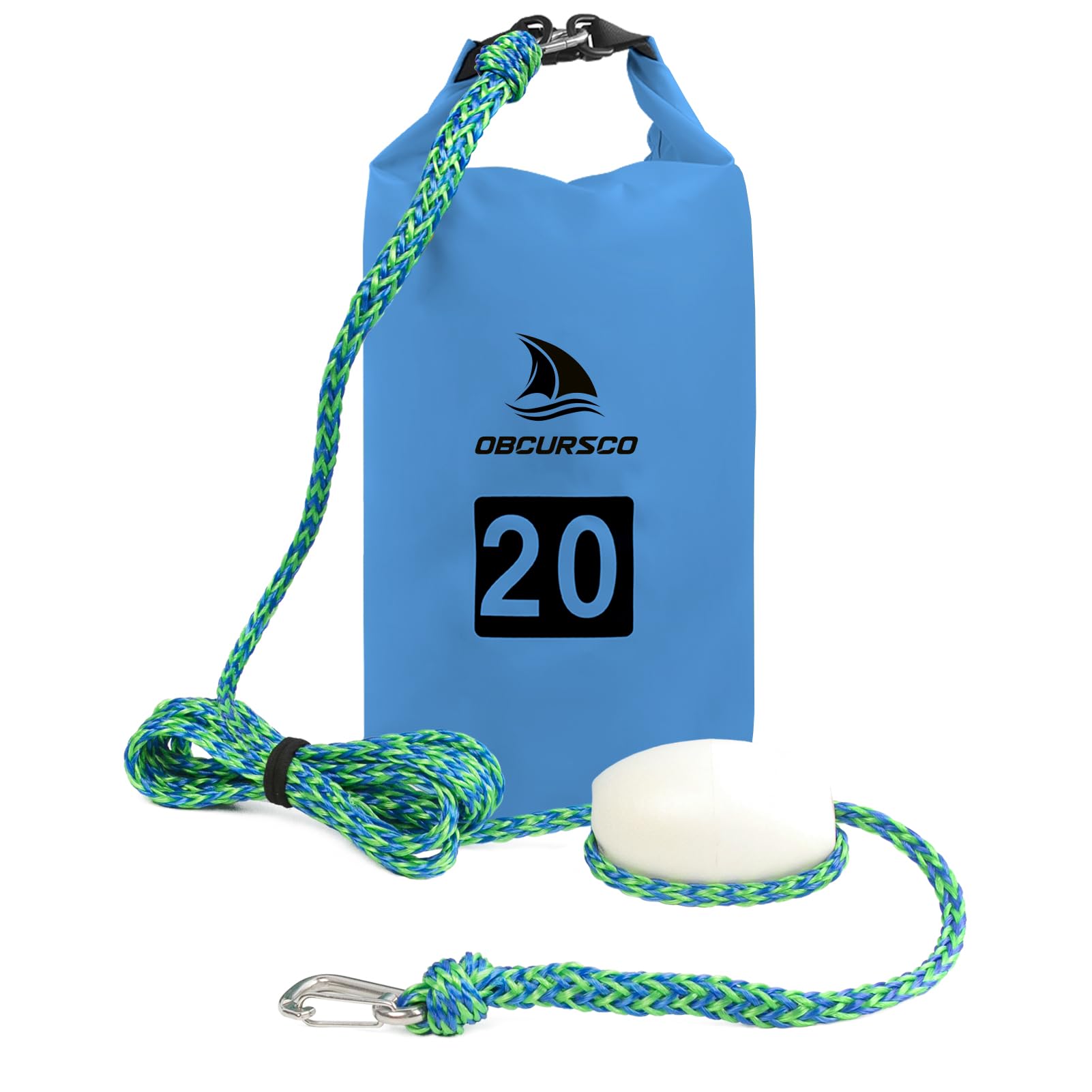 Obcursco 20L Jet Ski Anchor Kit PWC Anchor 2 in 1 Sand Bag Anchor for Float with Adjustable Buoy, PWC Sandbag Anchor for Jetski, Kayak, Seadoo, Paddle Board, Waverunner, Watercraft, and Swim Mat…