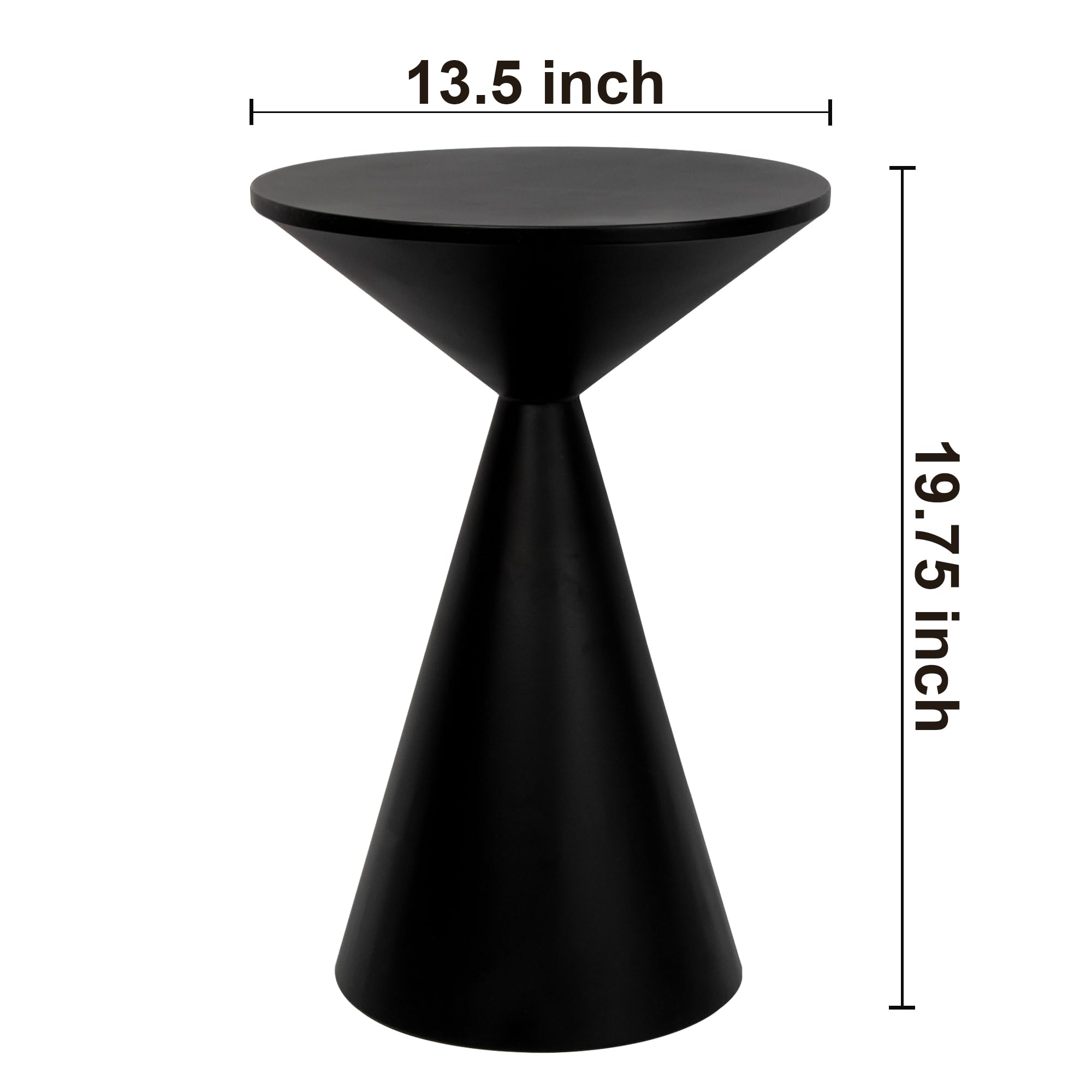 Mesa de bebida pequeña, mesa redonda de Martini, mesa auxiliar de tambor, mesa de acento de metal, para sala de estar, dormitorio, negro 5