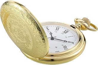 Pangda Vintage Pocket Watch Steel Men Watch with Chain for Fathers Day Xmas Present Daily Use