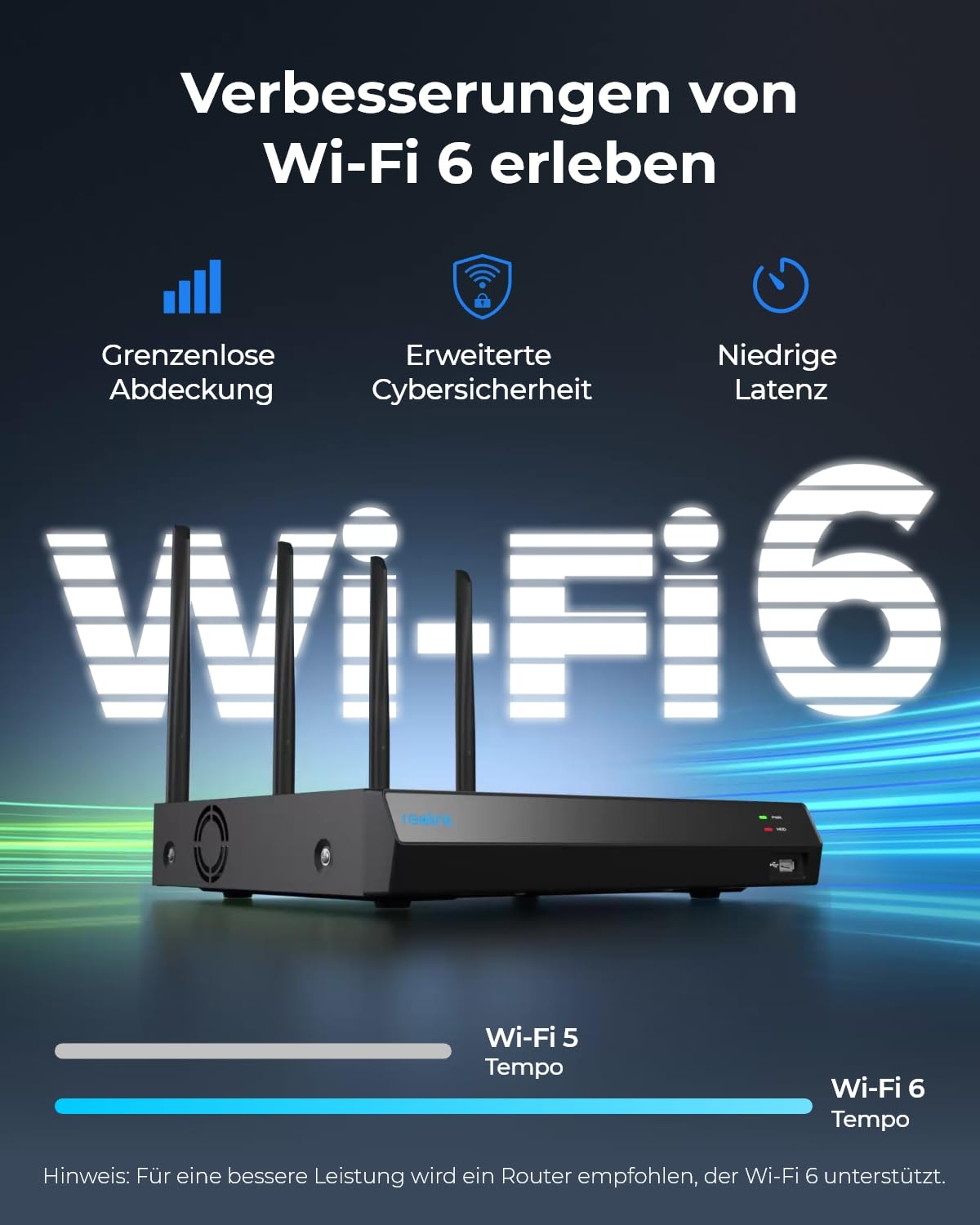 Reolink 4K 12CH WLAN NVR mit Wi-Fi 6, RLN12W, Schwarz (Generalüberholt)