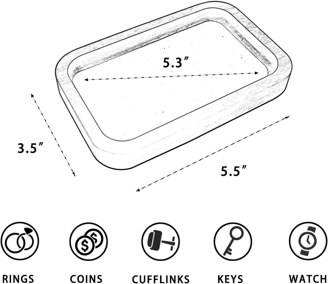 Walnut Solid Wood Square Jewelry Display Valet Tray Dish for Elegant Presentation of Your Finest Pieces, Perfect for Personal Use Men Gift - Image 6