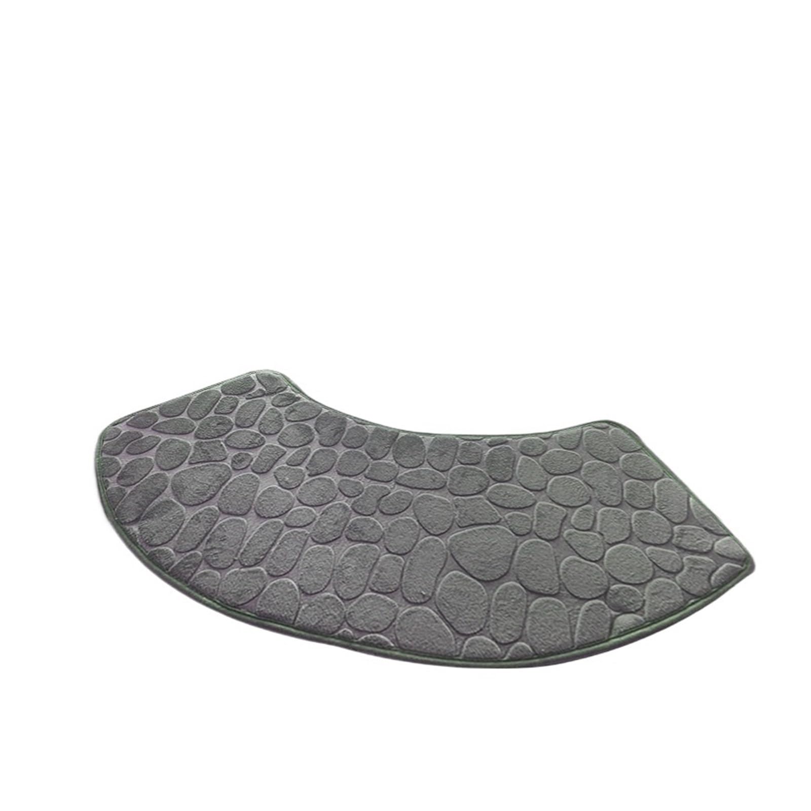 Curved Shower Mat Curved Bath Rug Non-slip Foot Mat Pebble Emboss Carpet Absorbent Bathroom Decoration Floor Toilet Shower Area(Silver,60X90cm)