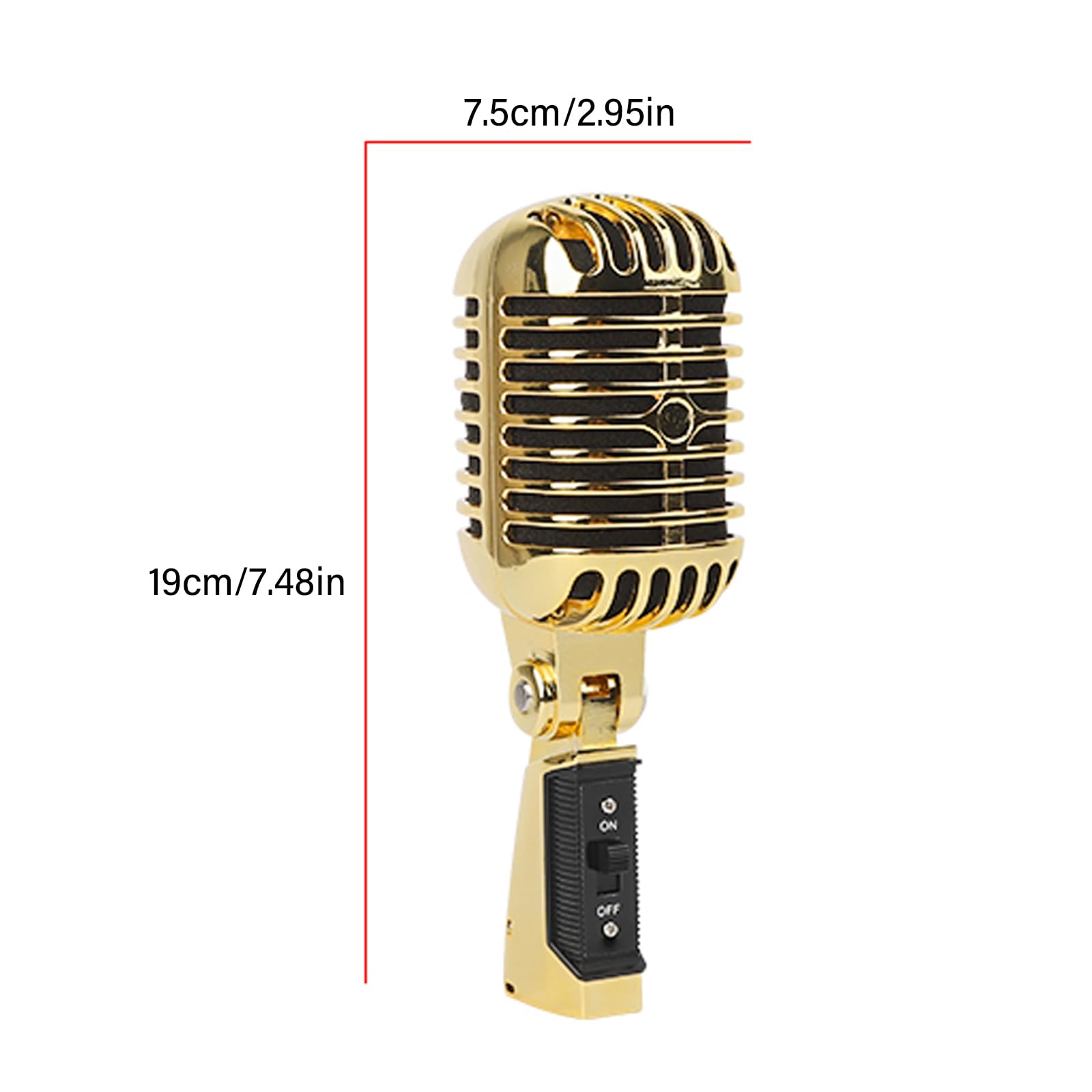 Microfono retrò vintage dinamico per voce, struttura in metallo con autotensionamento vintage per esibizioni dal vivo