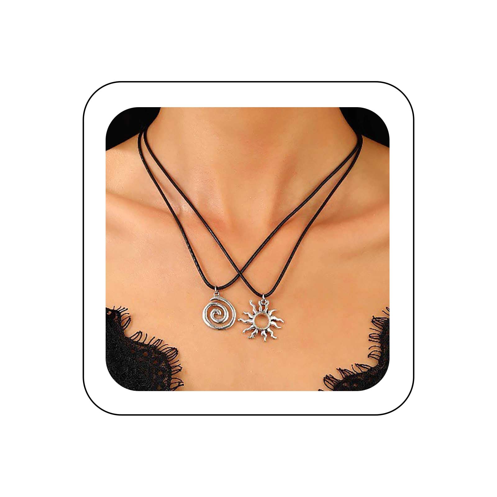 Collana lunga con catenina e ciondolo tondo spirale - Gioielli - Co