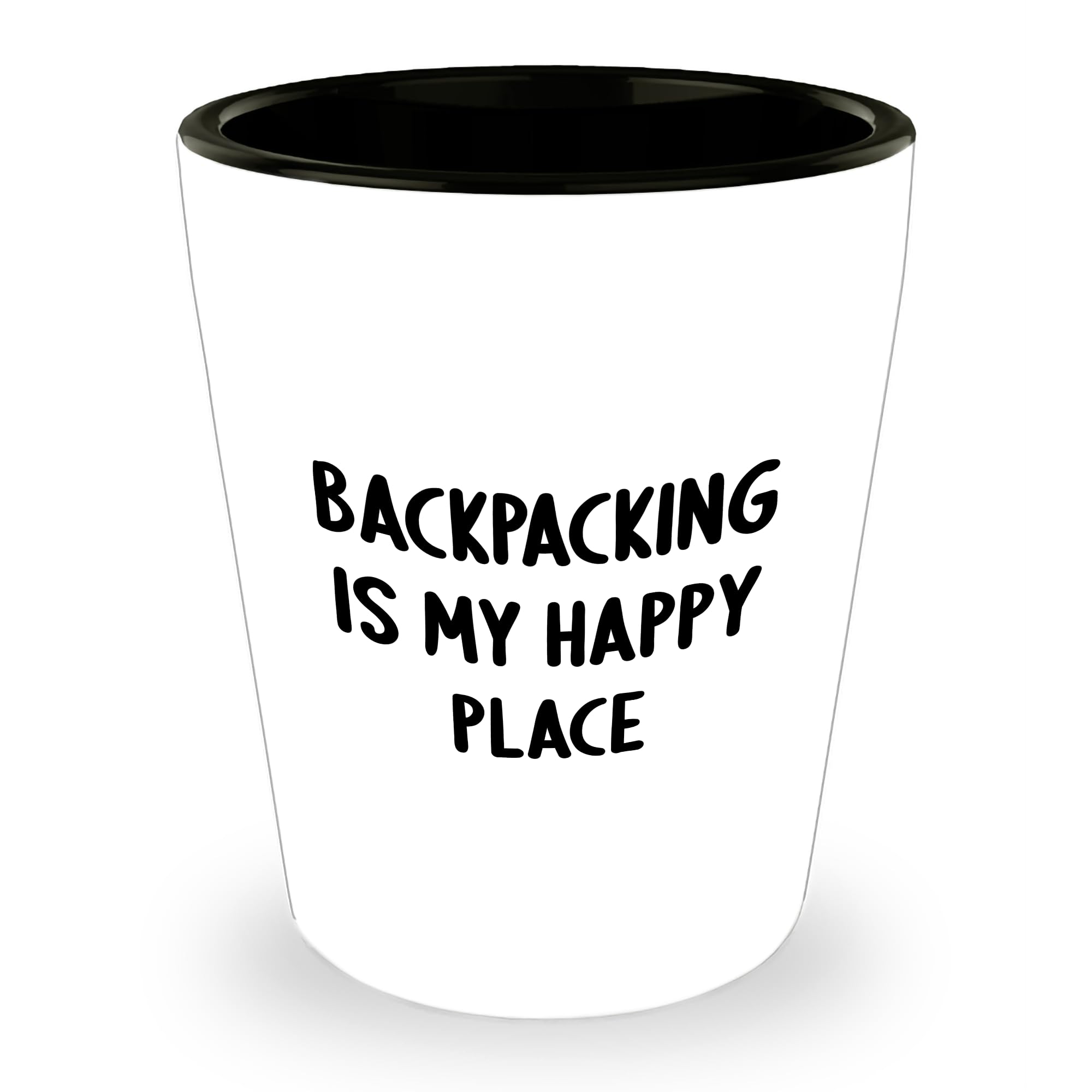 Backpacking Gifts for Her, Funny Shot Glass, Christmas Stocking Stuffer, 'Backpacking Is My Happy Place', Gifts from Women to Friends