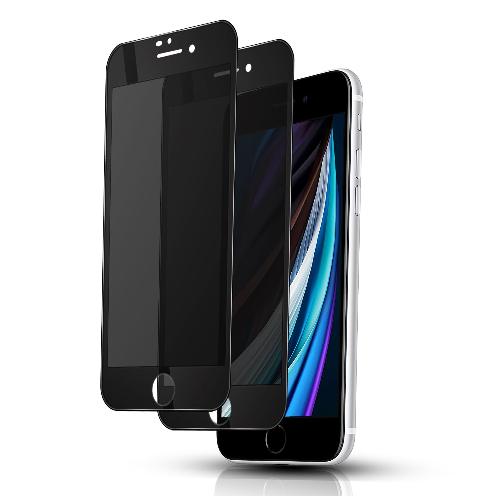 【2枚入り 覗き見防止】iPhoneSE第2世代 / iPhoneSE第3世代 ガラスフィルム プライバシー防止 硬度9H 耐衝撃 飛散防止 自動吸着 気泡ゼロ 指紋防止 超高質感 いphone せ2 / せ3保護 フィルムのぞき見防止
