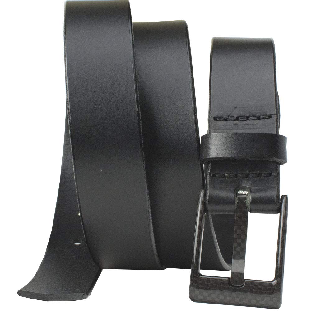 The Classified - Solid Leather Belt with Carbon Fiber Buckle | USA Made, Non Metal TSA Friendly, Certified Nickel Free