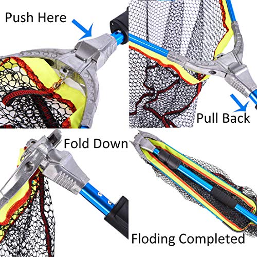 Leo Foldable Collapsible Telescopic Fishing Net Durable Strong Safe Catch and Release Fish Landing Net - Thumbnail 5