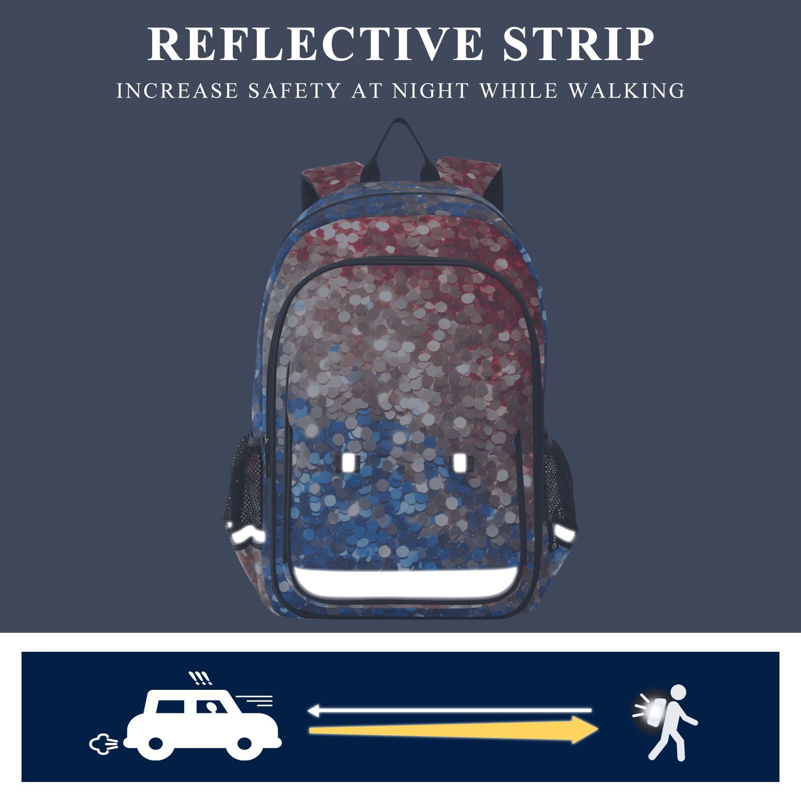 GuoChe Elegante Zaino Scuola Floreale Giallo per Bambini, Blu Rosso Glitter