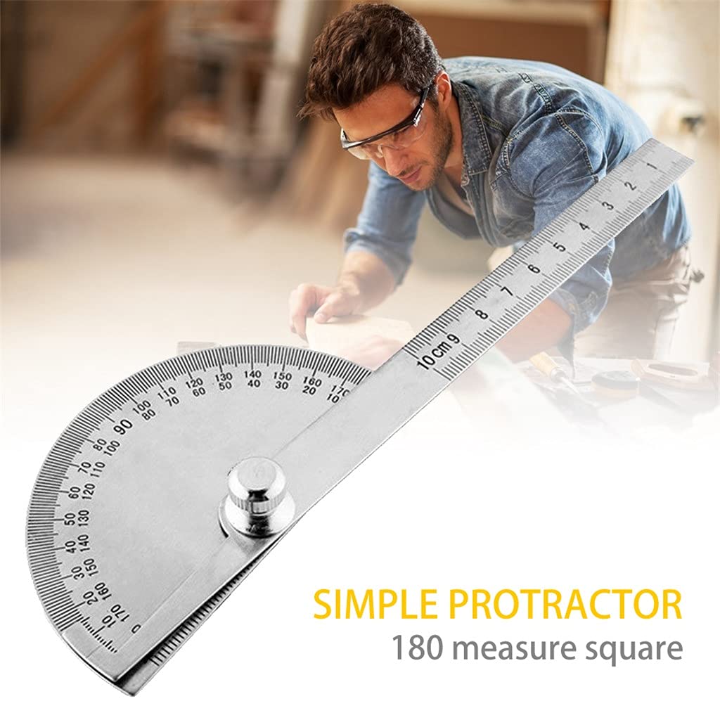 HBJWOV Practical 180 Degree Protractor Multifunction Stainless Steel Angle Ruler Adjustable Dividing Gauge for Woodworking Measuring