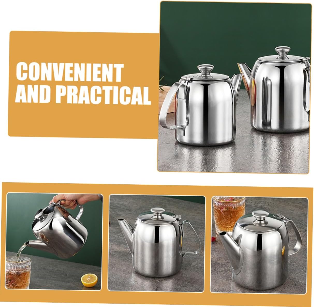 Capacity Stainless Pot for Stovetop Versatile Teapot for Brewing Tea Coffee Hot Elegant Design for Home Office Use Tea