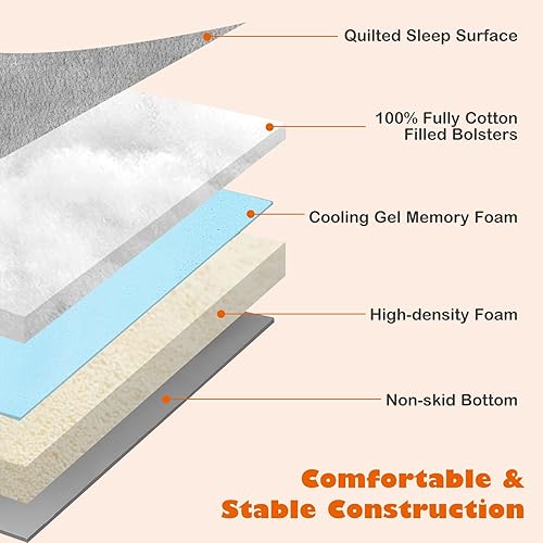 Miniatura 3 de Giantex Cama de gel refrescante para perros grandes, sofá cama de espuma viscoelástica de 40 pulgadas de largo con funda lavable, cojines