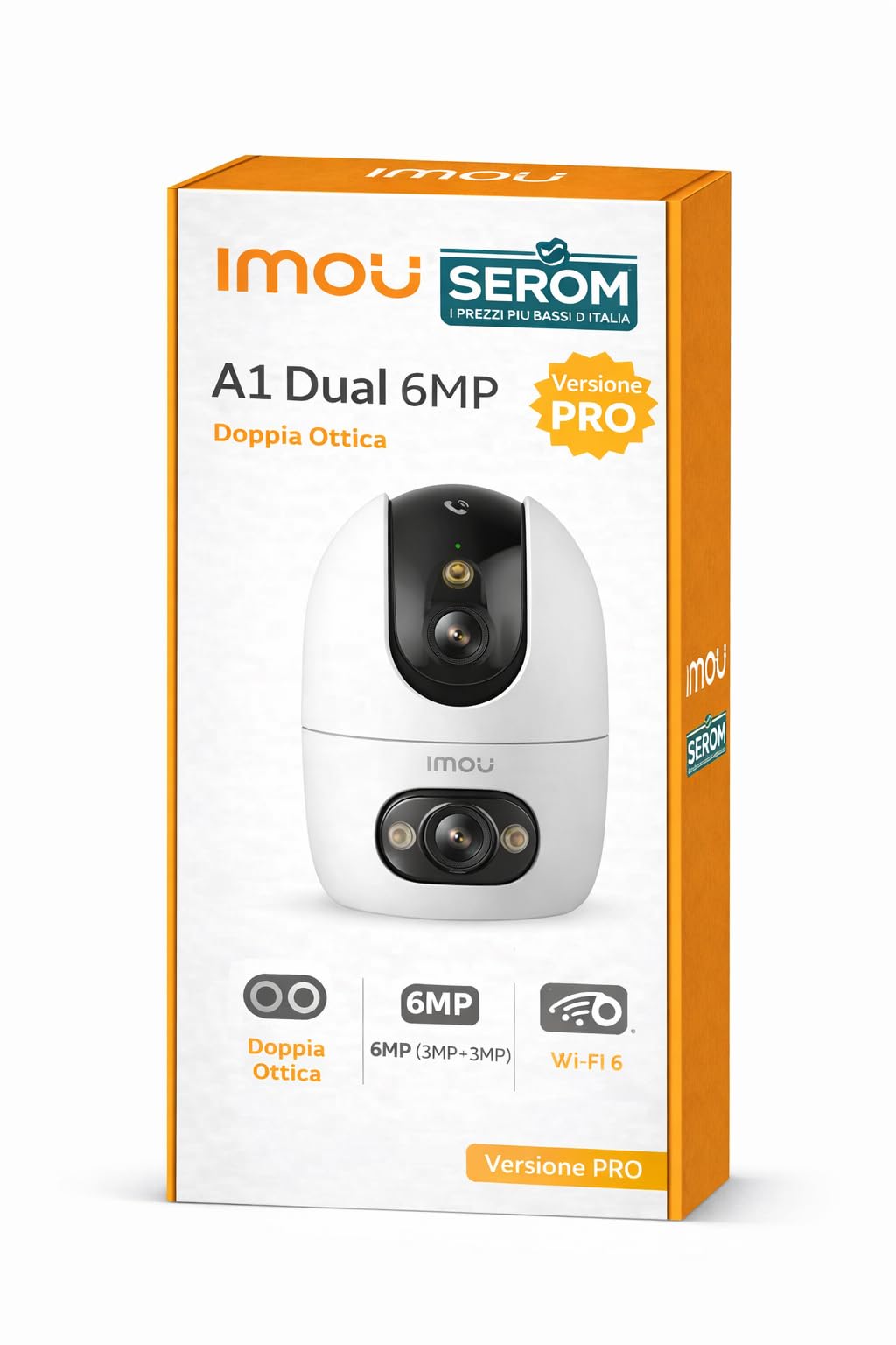 Telecamera A1 Dual 6MP 3K(3MP+3MP) WiFi 6 - Doppio Obiettivo, 360°PTZ Videocamera Sorveglianza con One-Touch Chiamata, Rilevamento AI Umano/Animali, Visione Notturna a Colori - IPC-S20EP-6M0S-EU