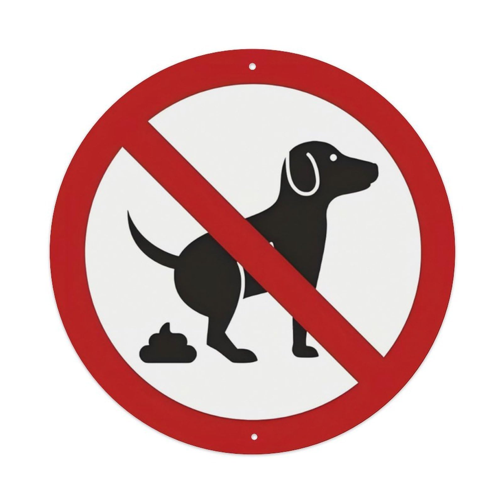 Red Circle No Dog Pooping Public Warning Round Tin Sign Vintage Aluminium Metal Sign, Retro Wall Decor for Home, Bar, Garage & Farmhouse 20x20cm