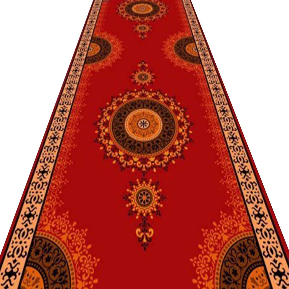 Tapis d'allée 3D rouge pour habiller un long couloir de salle de fête glissant
