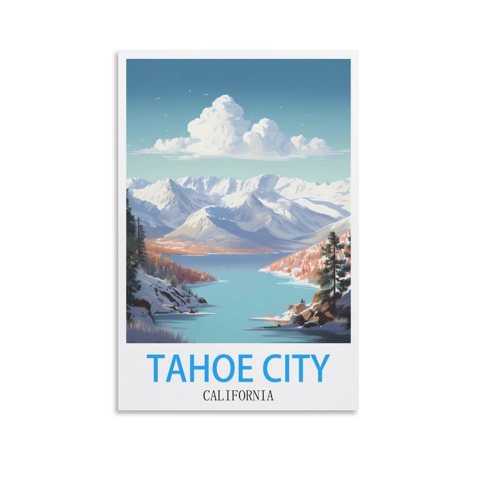 Retro Vintage Metal Tin Sign Tahoe City California Vintage Retro Man Cave Bar Pub Shed Novelty Gift Tin Wall Décor Metal Sign 30x30cm