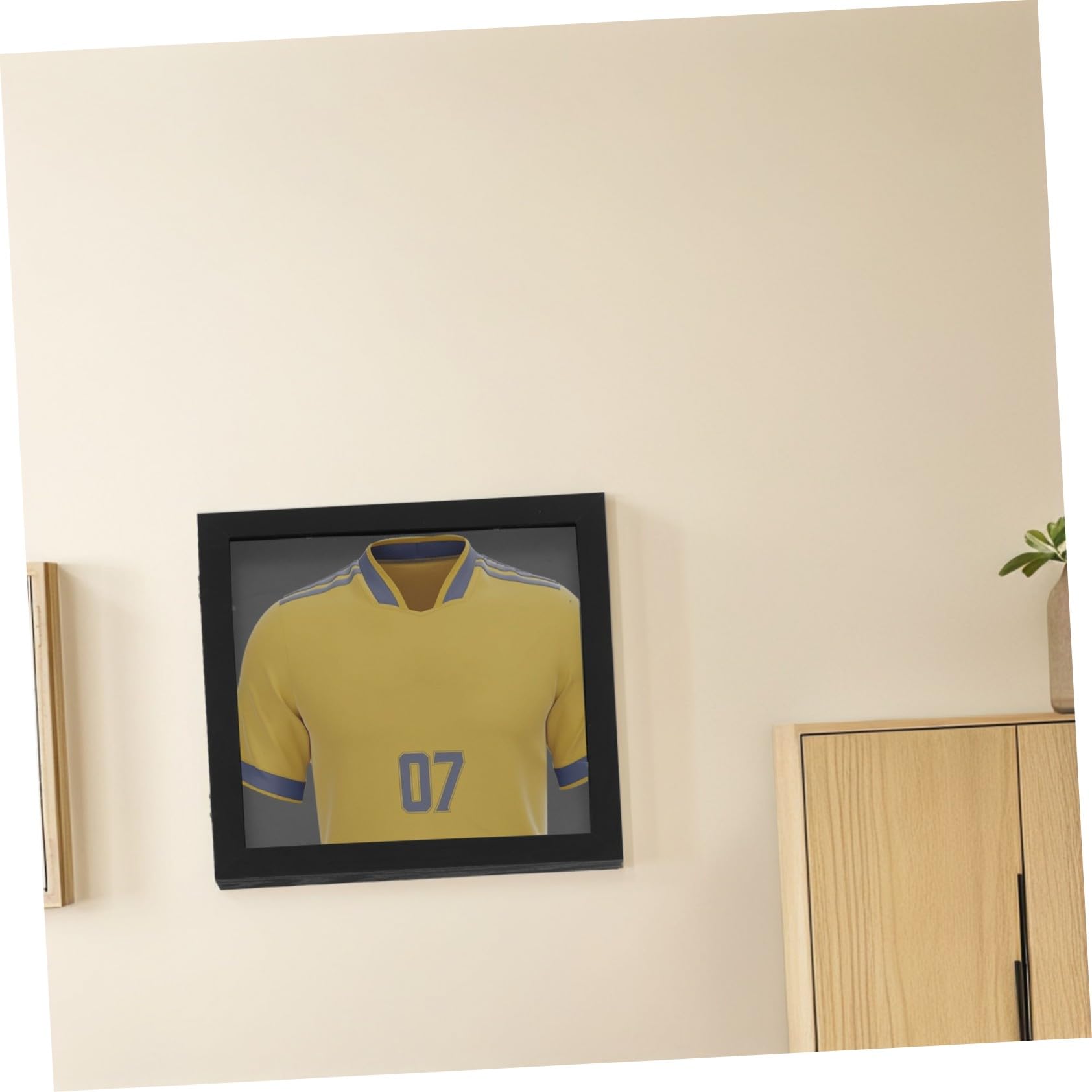 Mipcase Marco de Camiseta de Fútbol de Madera Negro 13x13 Pulgadas