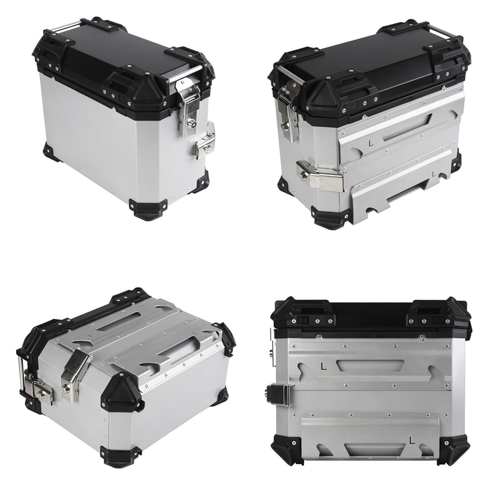 Dmmfmfterl 38L alluminio valigie laterali per motocicli coppia valigie laterali per motocicli valigia bagagli con supporto di montaggio e serrature di sicurezza impermeabili (nero, 45 x 36.6 x 22