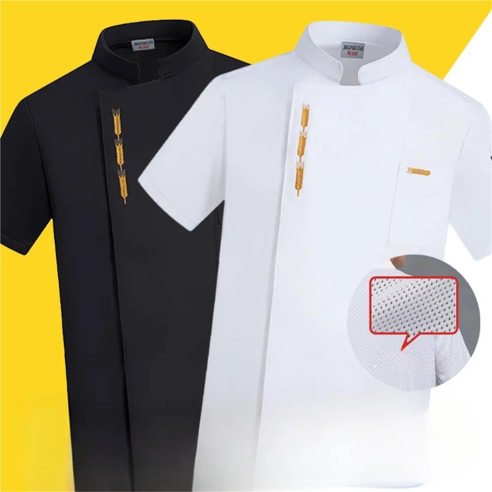 Divisa da Cuoco 1 Divisa Corta da Chef da Uomo e da Donna Adatta alle cucine dei ristoranti per Chef(Short Black,L)