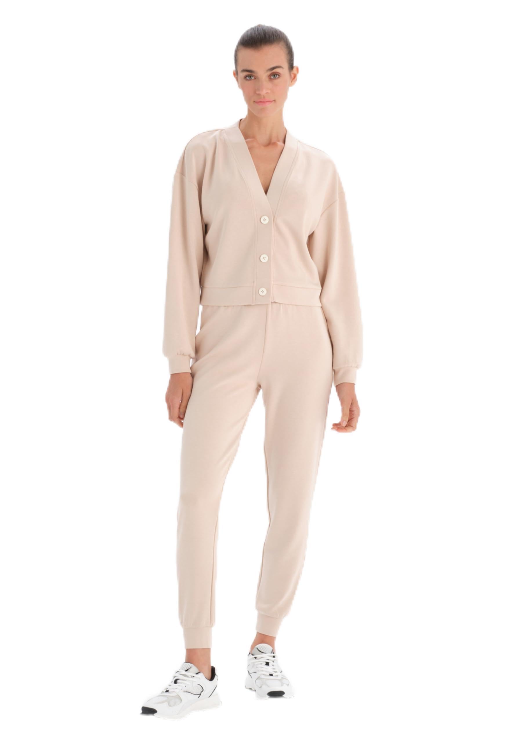 Dagi Women's Regular Waist Jogger Trousers Pyjama Bottom, Ecru,
