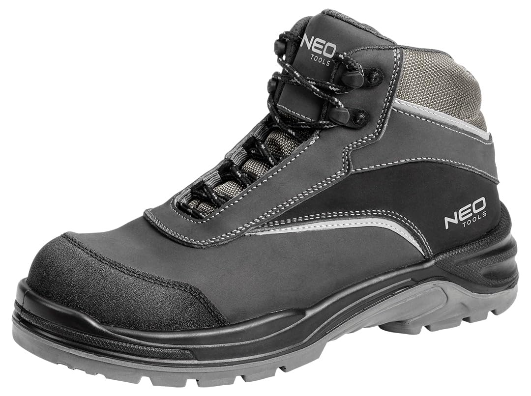 NEO TOOLS Botas de seguridad para hombre de clase S3 SRC, resistentes al agua WR, antideslizantes, zapatos de trabajo reforzados con plantilla de Kevlar, plantilla antiestática, sin elementos