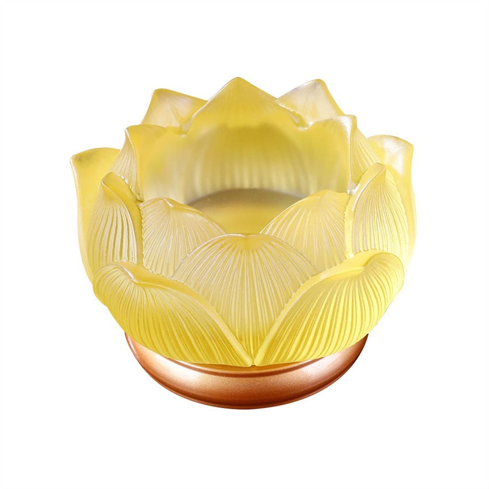 Candelabra Glazed Lotus Candlestick Household Decoration Ornaments Candle Holder Offering Lamp Decorate(Yellow)