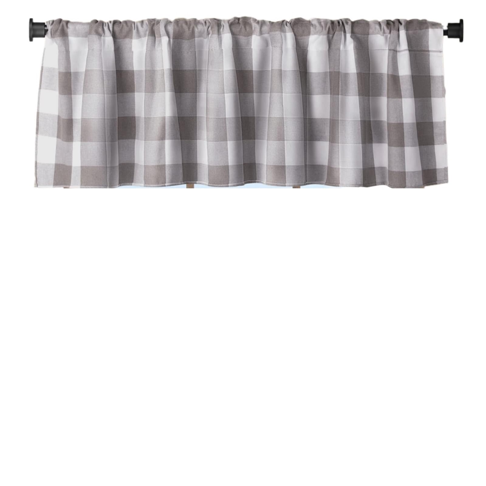 AIQIJOHI Short Curtains Short Curtains Plaid Window Valance Farmhouse Decor Rod Pocket Valances For Kitchen Living Room(Color 2,107Wx30H (cm))