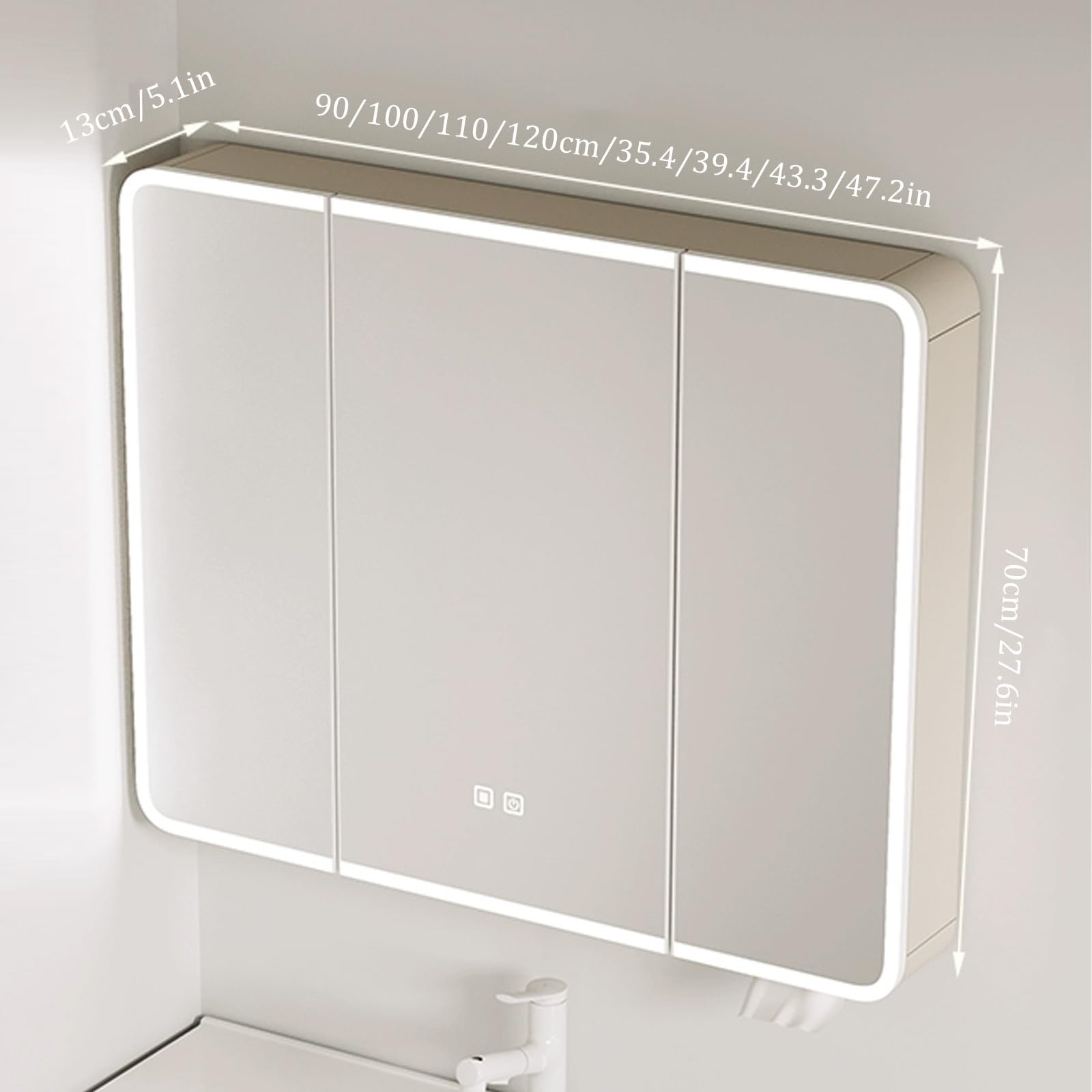 Inteligentna aluminiowa szafka z lustrem łukowym LED do łazienki – przeciwmgielna szafka na leki z przełącznikiem dotykowym, nowoczesny design i duże miejsce do przechowywania dla najwyższej wygody.