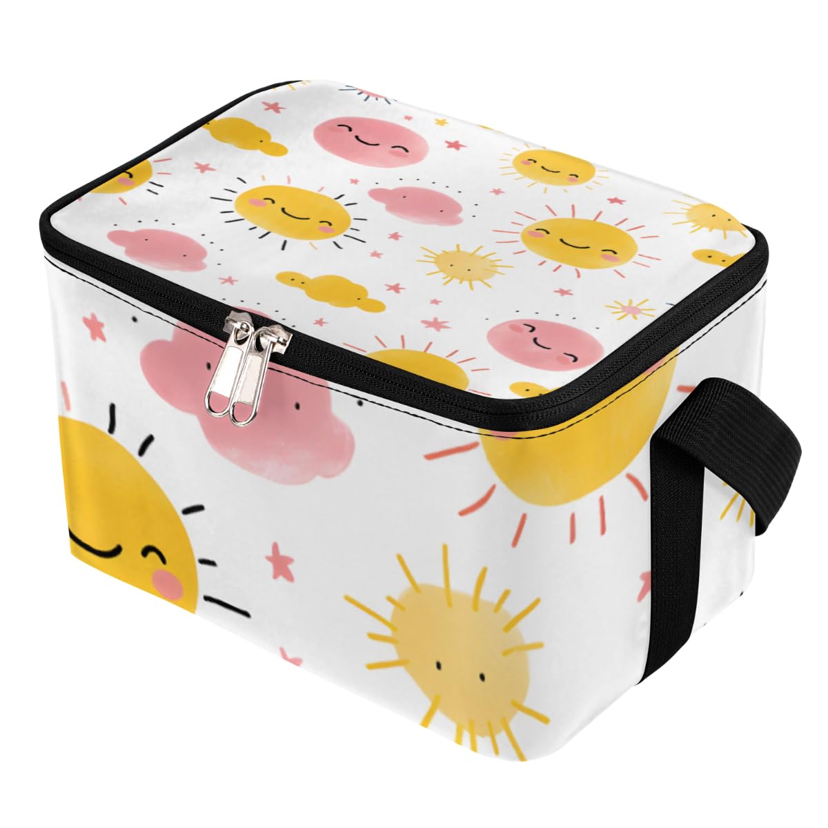 GzLeyigou Lunch Bags for Women Men 9 Cans,Cartoon Sun Hot & Cold Food Delivery Bag Insulated Grocery Bag Insulated Lunch Box Cloud Cooler Bag for Office Work Picnic Beach
