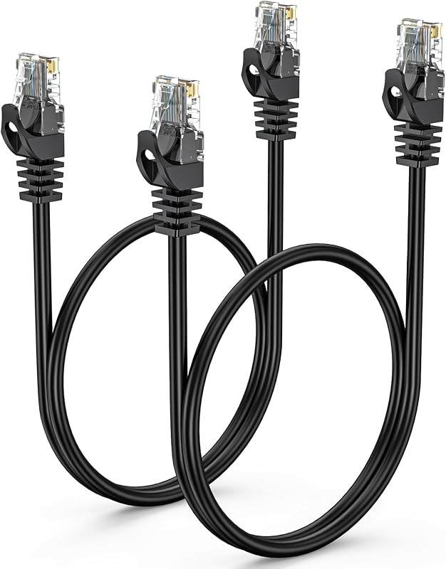 Short Cat 6 Ethernet Cable 2FT 2-Pack, Cat6 Patch Cable 2 Foot | 10Gbps High Speed 500MHz Internet RJ45 Network LAN Cord for Patch Panels, Switch, Servers, PC, Router, Modem, Gaming, Laptop