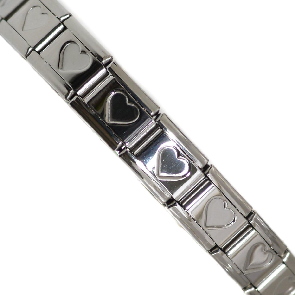 Dolceoro SB004 Recessed Shiny Heart Starter Italian Charm 21 Links