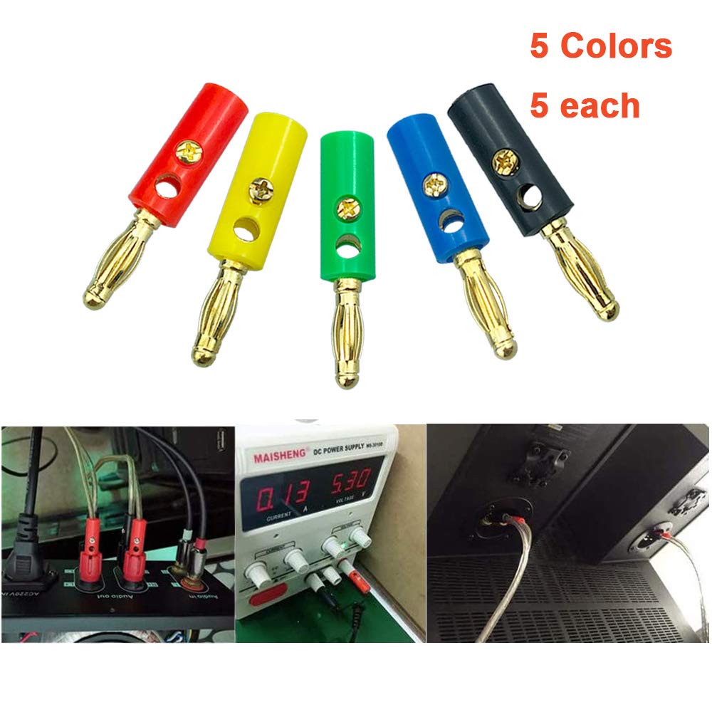 30 Connecteurs Banane 4mm Nickelés - Audio Haut-parleur Rouge Et Noir Pour Câbles Sans Soudure