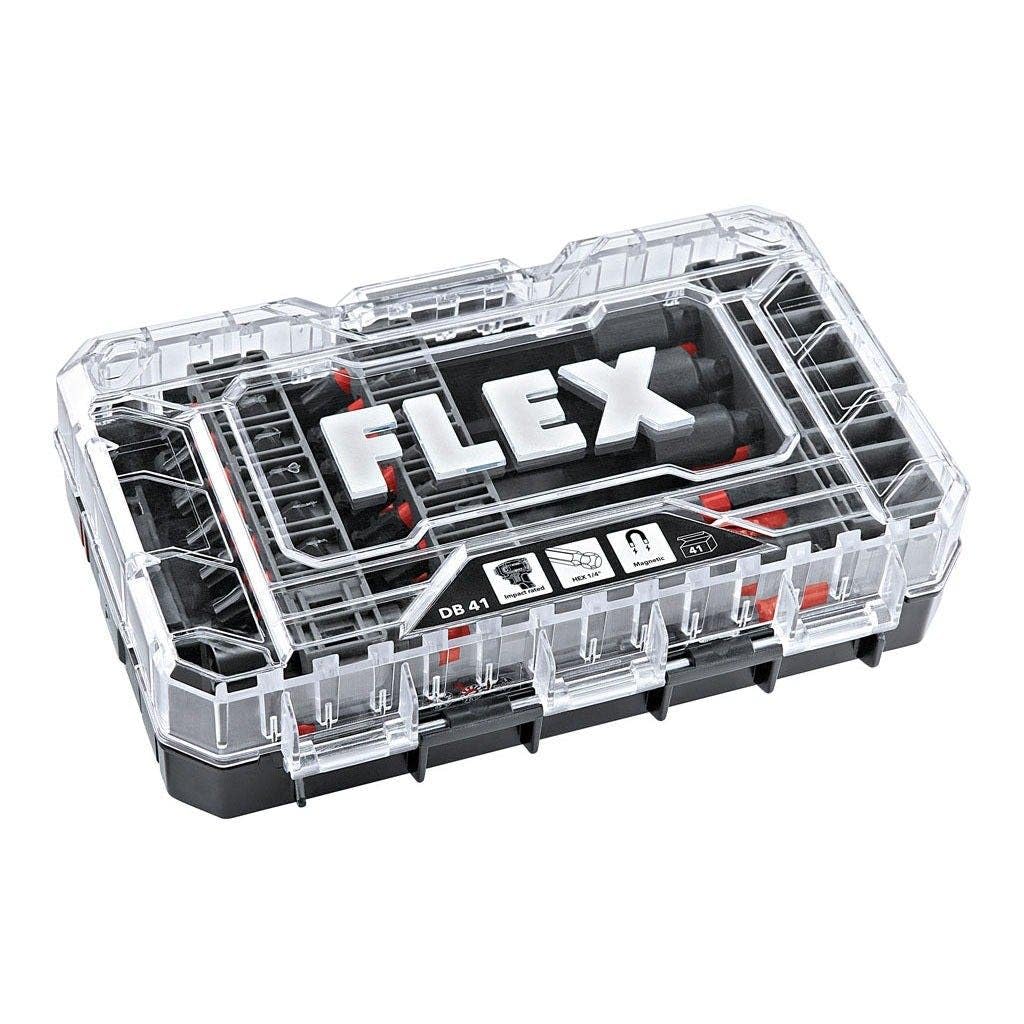 Flex Bitset DB 41 530494 - Juego de puntas (41 piezas, con maletín de transporte, con caja apilable, incluye Torx, Phillips, Pozidriv, tuerca, soportes magnéticos)