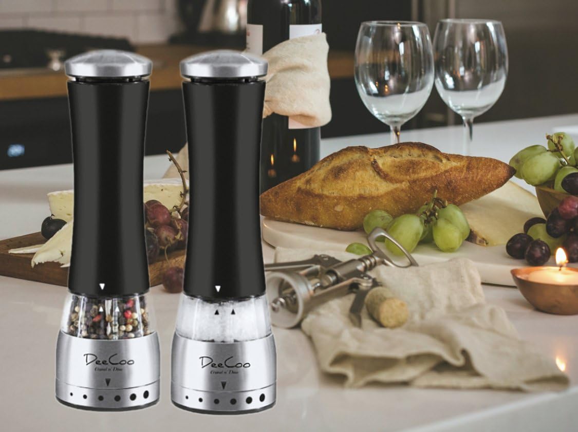 Battery Operated Salt and Pepper Grinder Set Electric Grinders With LED Lights Can Adjust the Coarseness of the Grind image 3