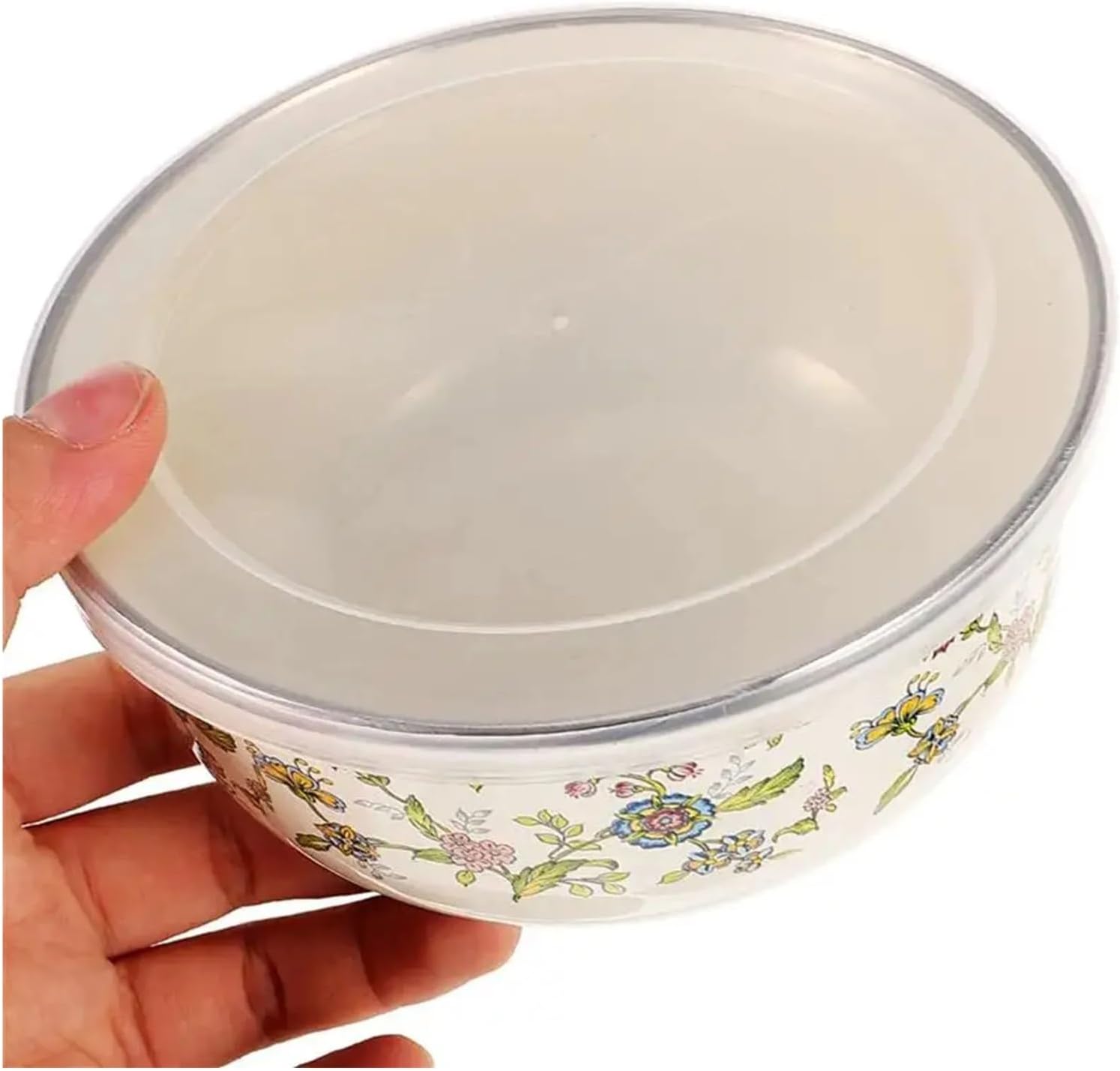 5Pcs/Set Enamel Mixing Bowl Multifunctional Nesting Bowls with Airtight Lids Food Storage Container for Kitchen Refrigerator