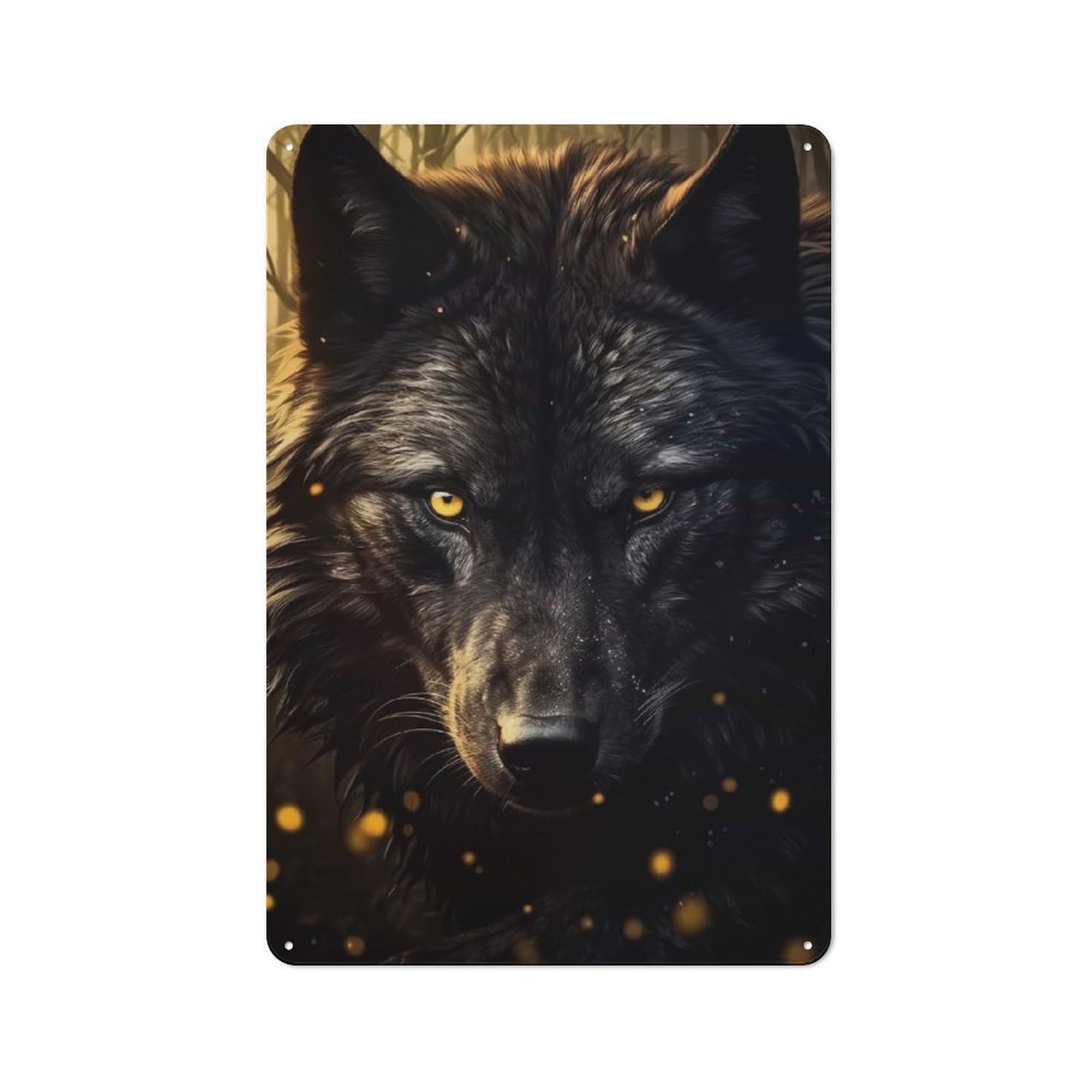 Industrial Black Wolf Hunter Industrial Metal Sign 30x20cm, Industrial Wall Decor for Workspace, Cafe, Hallway Or Garage