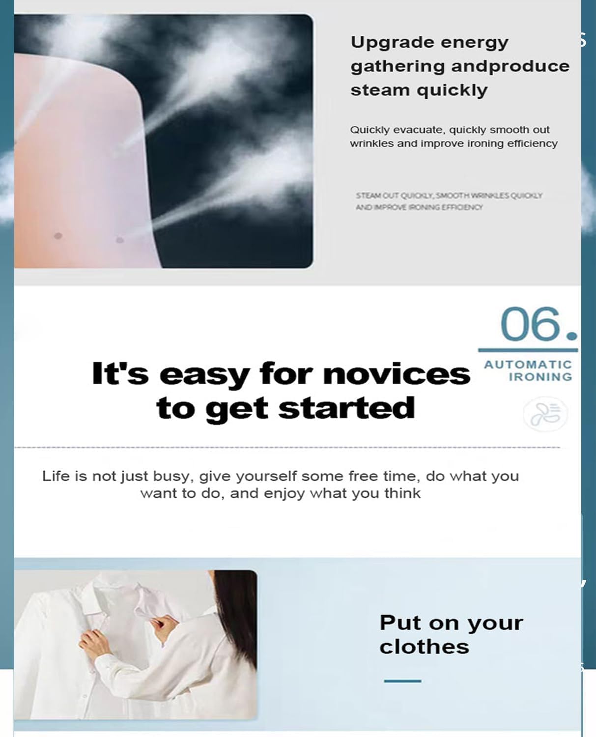 Automatic Ironing Machine, Hands-Free Shirt & Pants Wrinkle Remover, Portable Hot Air Garment Steamer Dryer, Gentle Fabric Care, No Ironing Board Needed for Home, Apartments & Travel (White) - 3