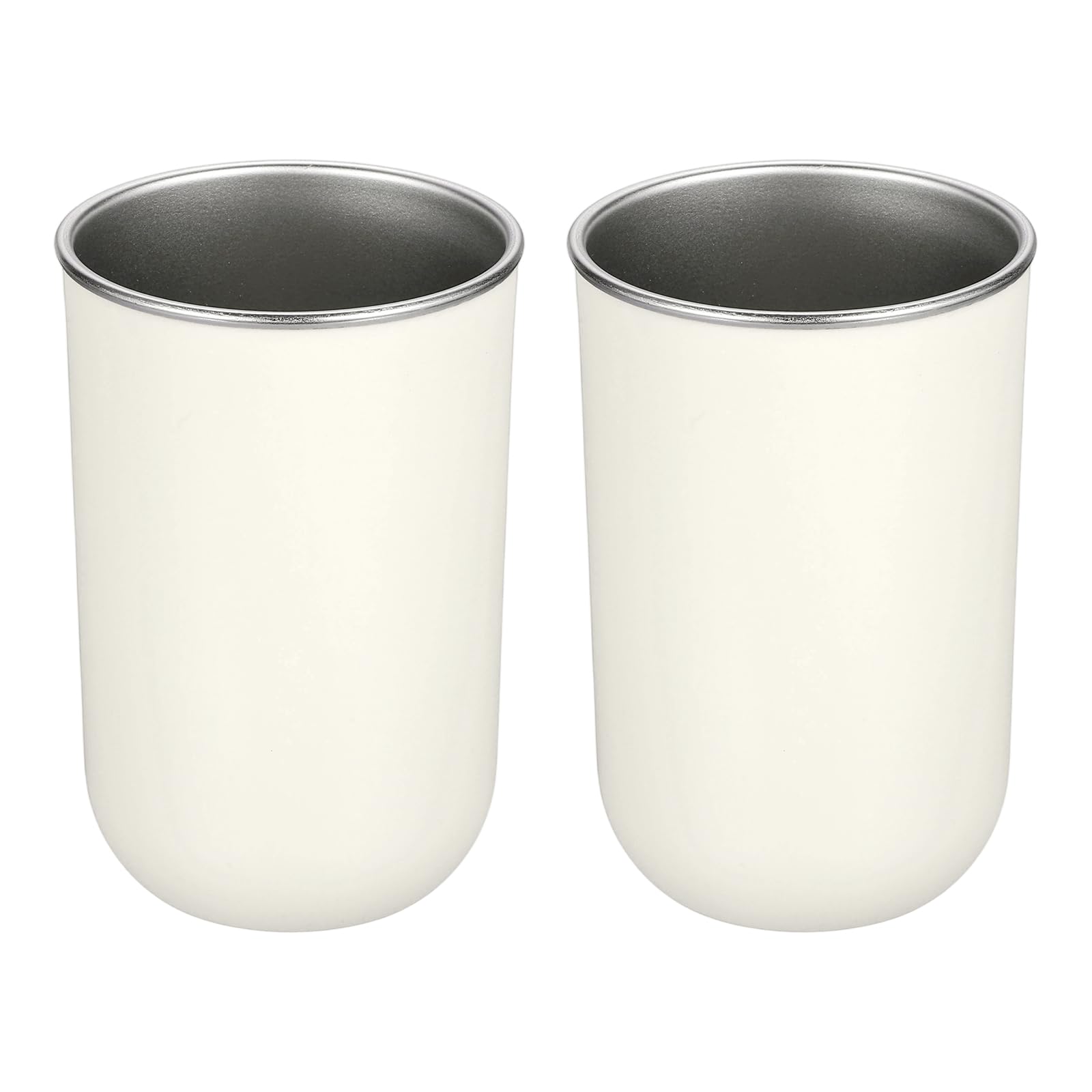 uxcell 2 bicchieri per spazzolino da denti in acciaio inox 304, 283,5 g, riutilizzabili, infrangibili, per riporre dentifricio, pettine, pennelli da trucco, pennelli, pennelli, penne, colore: bianco
