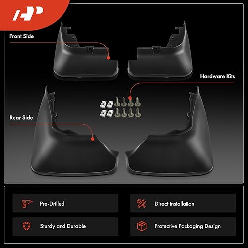 Miniatura 3 de A-Premium Juego de 4 unidades de guardabarros con accesorios compatibles con Ford Edge (Sport), 2017-2020 - Sport Utility, negro, delantero