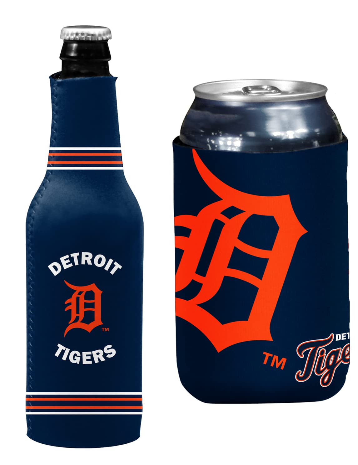 MLB Baseball Can & Bottle Holder Insulator Beverage Cooler (Detroit Crest/Logo (Tigers))