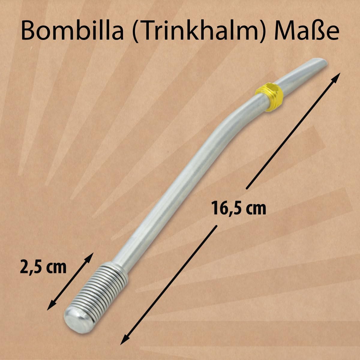 Bombilla Sierra in acciaio inox con finiture in bronzo color argento 16,5 cm, filtro per la pulizia rimovibile, Mate Tee Bombilla, Yerba Mate Tee, Mate Tee, Cuchara Mate