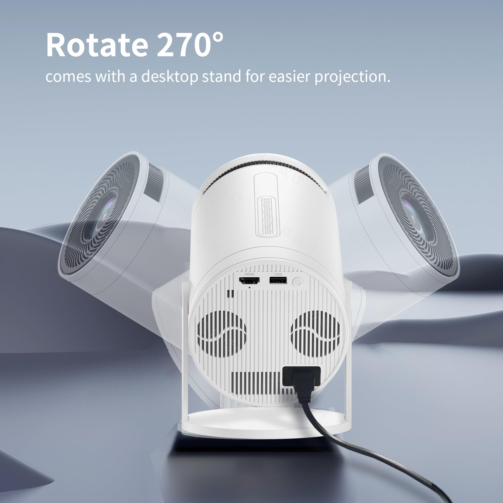 Proiettore,Mini Proiettore con WiFi e Bluetooth 4K,Supporto Regolabile 270°,Proiettore Cinematografico Portatile all'aperto,Teatro Domestico,Proiettore Nativo 1080P FHD/Android TV,HDMI