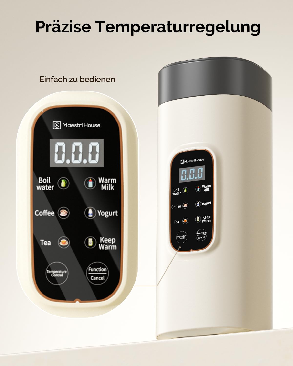 Maestri House Reisewasserkocher 550 ml, Wasserkocher Klein mit 6 Funktionen
