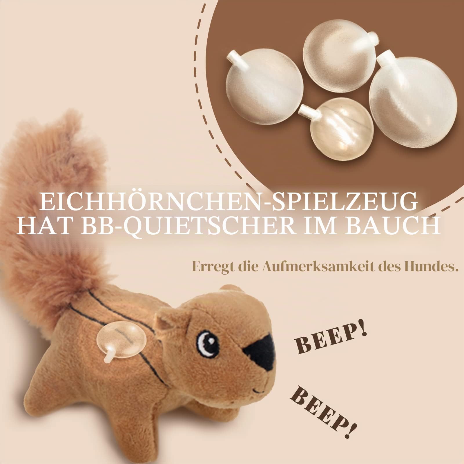 LaiFug Verstecktes Eichhörnchen Plüsch Hundespielzeug Interaktives Quietschendes Hundespielzeug Verstecken XL