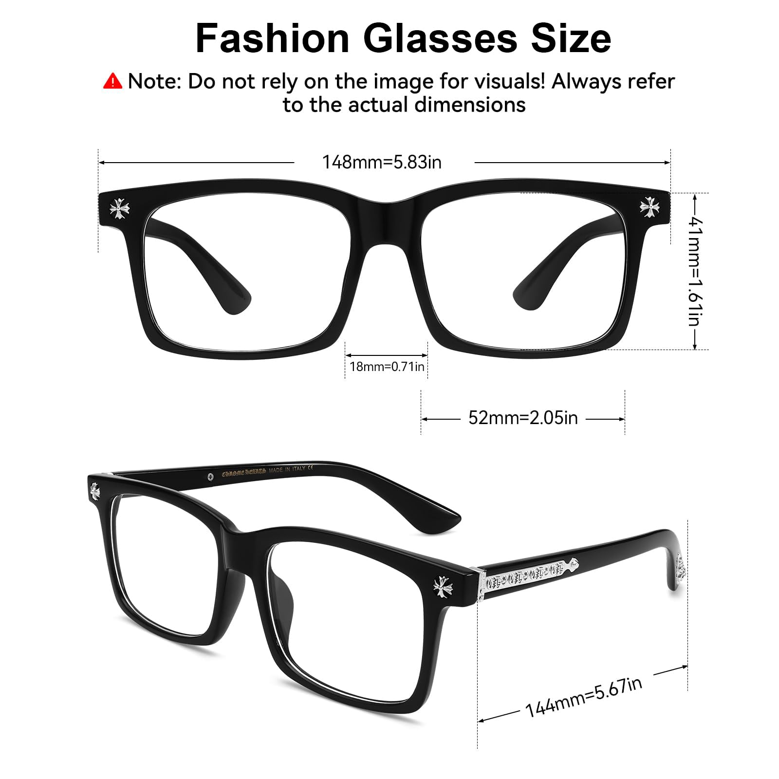 Classic Square Glasses for Men Women Thick Frame Clear Lens Fashion Glasses Non Prescription Eyeglasses - 5