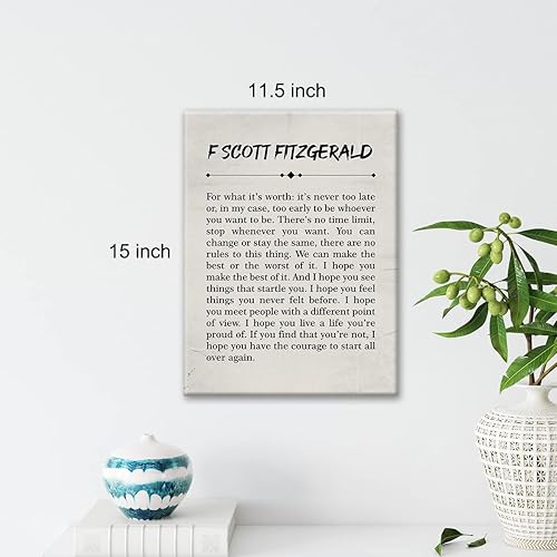 Miniatura 2 de F Scott Fitzgerald for What It's Worth - Lienzo decorativo para pared, póster inspirador de 11.5 x 15 pulgadas, pintura para decoración del hogar,