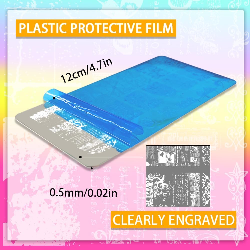 PH PandaHall 3pcs Graffiti Texture Nail Stamping Plates Number Alphabet Nails Art Stencils Vintage Styles Manicure Art Templates Letter Nail Image Plates for DIY Women Manicures Salon Design Tools