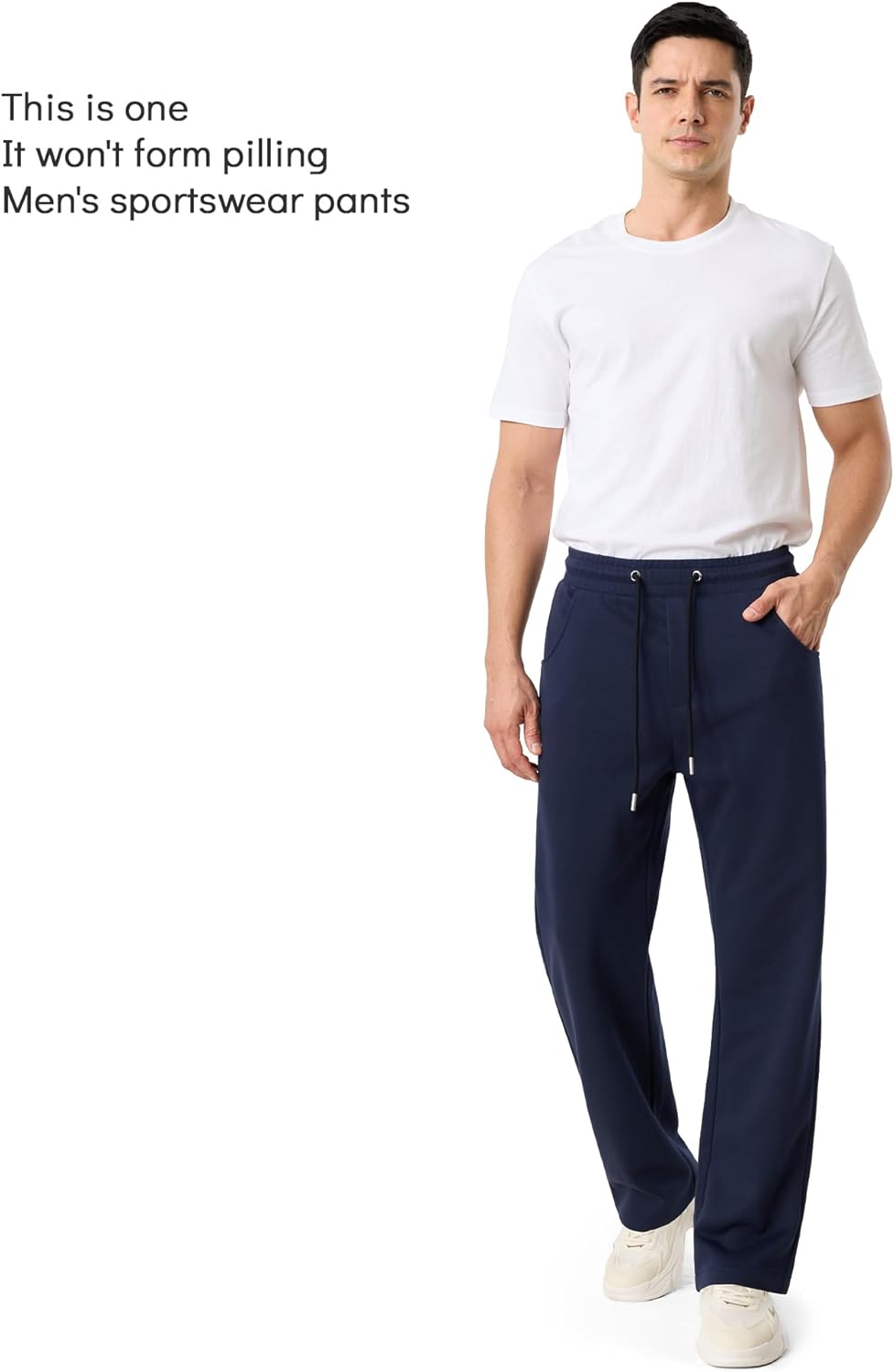 Mens Baggy Sweatpants Wide Leg Jogging Casual and Drawstring Open Bottom Sports Pants with Pockets - Image 3