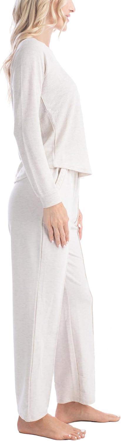 MUK LUKS Quilted Shacket 3 Piece Lounge Set, Long Sleeve T-Shirt, Pajama Pants with Pockets, Matching Jacket - Image 5