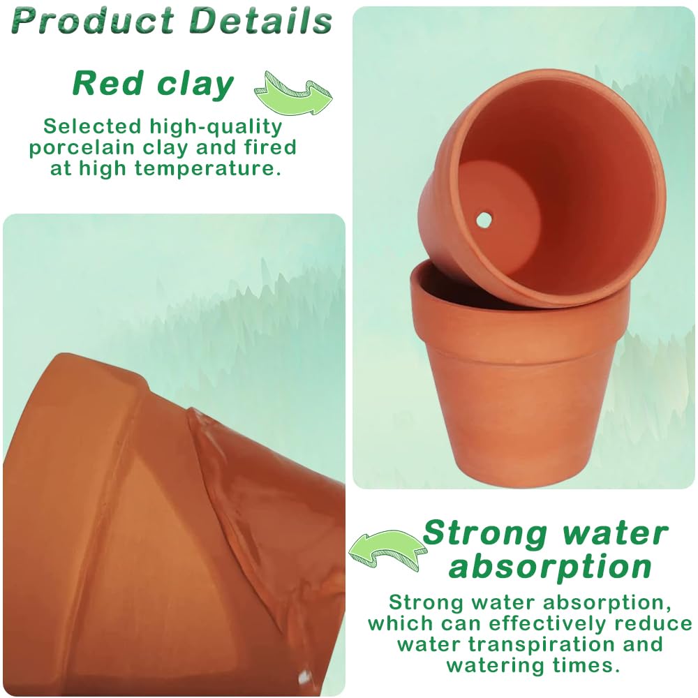 Vaso in terracotta Ø 12 cm, set da 6 vasi in terracotta, vasi in argilla con foro di scarico, piccoli vasi in terracotta per lavori fai da te, vaso in terracotta riutilizzabile, per interni